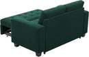 Belffin Modular Sectional Sleeper Sofa with Pull Out Couch Bed Modular Sleeper Loveseat Sectional Sofa Velvet Fabric for Living Room Apartment Green by CozyNest Decor