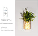Rustic Wall Sconces, Mason Jar Sconces, Farmhouse Home Decor, LED Fairy Lights, Green Fake Plant, Interior Decoration Warm Toned Lighting. (2 Pack) by CozyNest Decor