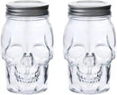 Set of 2 Skull Mason Jar Glasses with Lids | 16oz Reusable Halloween Drinking Glasses | Unique Skull Décor, Storage, & Canning Jars for Parties & Gifts by CozyNest Decor