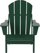 WO Home Furniture Adirondack Chair Table Set of 2 PCS Outdoor Folding Chair w Side Table Weather/UV Resistant for Lawn, Garden, Bon Fire, Balcony (Dark Green) by GreenHaven Gardens