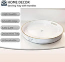13" Round Decorative Tray, White Serving Tray with Handles, Plastic Coffee Table Tray for Ottoman, Living Room, Bathroom, Décor. by CozyNest Decor