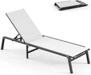 Chaise Lounge Outdoor, Foldable Aluminum Pool Lounge Chairs with 5 Positions Recliner - Free Assembly - Patio Chaise Lounge Chair for Poolside, Beach, Yard (White) by GreenHaven Gardens