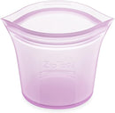 Zip Top Reusable Food Storage Bags | Short Cup [Lavender] | Silicone Meal Prep Container | Microwave, Dishwasher and Freezer Safe | Made in the USA by TinyTreasures Baby Boutique