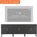 LYNSOM TV Stand for 85 Inch TV, Media Entertainment Center Console Table, 3 Cabinets, TV Console Table with Storage Cabinet for Bedroom, Living Room, Entertainment Room (Black) by CozyNest Decor