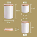 Sweejar Ceramic canisters for kitchen counter,Stackable Food Containers Set with Airtight Seal Bamboo Lid for Serving Ground Coffee, Tea, Spice, Flour and Sugar-Set of 3 (White) by CozyNest Decor