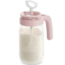Papablic Glass Breastmilk Pitcher, Formula Mixing Pitcher with Mixing Handle Lid, Wide Mouth Mason Jar Mixer with Flip Locking Spout, Easy to Clean, BPA Free, Pink by TinyTreasures Baby Boutique