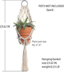 Boho Macrame Plant Hangers - Handmade Hemp Rope Hanging Baskets for Indoor Plants with Ceiling Hooks, Bohemian Home Decor Outdoor Wall Art by GreenHaven Gardens