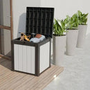 50-Gallon Outdoor Deck Box,Storage Lockable Waterproof Patio Furniture,Garden Tools,Cushions,Pool Accessories Outside Storage Resin Box(Black and White) by GreenHaven Gardens