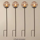 Solar Pathway Lights Outdoor, Rust Iron Ball Candle Holder Stake with Flickering Solar Powered Tea Lights, Perfect Decorative Garden Lighting for Yard Lawn Patio Landscape Decor Outside-4Pack by GreenHaven Gardens