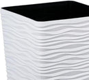 Worth Garden 22" Tall Planters Set of 2 - Plastic White Square Plant Pots - Modern Big Tapered Matte Wavy Tree Flower Pot for Indoor Outdoor Porch Deck by CozyNest Decor