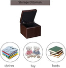 Adeco 17.7" Leather Cube Storage Brown Ottomans for Living Room by CozyNest Decor