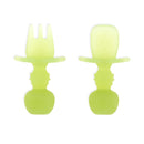 Bumkins Baby Utensils Set, Chewtensils Silicone Spoons for Dipping, Self-Feeding, Baby Led Weaning, Trainer Learning, First Stage Eating, Soft Practice Fork and Spoon, Babies 6 Months, Green Jelly by TinyTreasures Baby Boutique