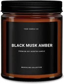 1OAK Black Musk Amber Candle - Soy Wax Scented Candle for Men - 7oz, Long Burning, Masculine - Premium Gift Option by CozyNest Decor