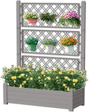 59.3in Planter Box Trellis, Large Outdoor Plastic Raised Garden Bed with Drain Plug for Climbing Plants(Gray,43.43 * 18.27 * 59.29) by GreenHaven Gardens