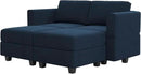 Belffin Modular Sectional Sofa with Reversible Chaise L Shaped Couch with Ottoman Modular Sofa Couch with Storage Blue by CozyNest Decor