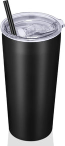 VEGOND 20oz Tumbler Bulk with Lid and Straw 1 Pack, Stainless Steel Vacuum Insulated Tumbler, Double Wall Coffee Cup Travel Mug, Black by TinyTreasures Baby Boutique