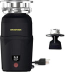 A600 Garbage Disposal 3/4 HP for Kitchen Sink, Food Waste Disposer Fast Continuous Feed Stainless Steel Grind, Quiet, Ease Install, With Power Cord, Powerful Drainage Compact Design 0.75 Horsepower by CozyNest Decor