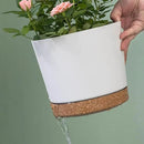 ZMTECH Plant Pots, Set of 3 8'' Self Watering Plastic Planter with Drainage Hole and Saucer, Modern Decorative Flower Pot for Indoor Outdoor House Plants, Succulents, Flowers - White by GreenHaven Gardens