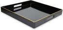 Spsyrine Black Decorative Tray for Living Room, Square Modern Plastic Coffee Serving Table Tray for Ottoman Bathroom Kitchen, 13"*13" by CozyNest Decor
