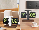 Flip Desk Clock, Retro Vintage Flip Desk Table Clock, Digital Clock Sided Large Numbers Mechanical Flip Clock Wood Base for Living Room, Study Room and Office（Frosted White） by CozyNest Decor