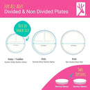 Elk and Friends Kids 7.8” Porcelain Divided Plates with Silicone Suction Sleeves | Suitable for Kids/Toddlers | Microwave & Dishwasher Safe | Non Slip | Snack Dishes | 4 Pack by TinyTreasures Baby Boutique