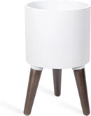 D'vine Dev 8 Inch Planter Pot with Stand, Mid-Century Tall Plant Pot with Legs for Indoor Plants, Small, White, 88-O-A-1 by GreenHaven Gardens