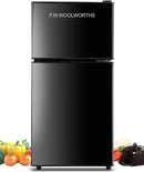 3.5 Cu.Ft Compact Refrigerator with Freezer, Mini Fridge with 2 Doors for Office, Kitchen, Dorm and Bedroom, Small Fridge with 7 Level Temp Adjustable Thermostat, Black by CozyNest Decor