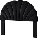 24KF Stunning Crown Design Queen Headboard, Upholstered Soft Velvet Petal Pattern Headboard Queen/Full-Black by CozyNest Decor