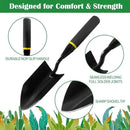 2-in-1 Trowel and Transplanter Gardening Tool Set, Outdoor Hand Tools, with Non-Slip Handle and Protective Blade Covers, Ideal Gardening Gifts for All (Black) by GreenHaven Gardens