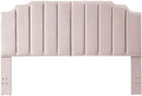 24KF Pink Velvet Tufted King Upholstered Headboard, Modern Vertical Channel Design California King Headboard with Stepped Silhouette Top Edge, Pink by CozyNest Decor