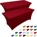 IVAPUPU 2 Pack 6FT Table Cloth for Rectangular Fitted Events Stretch Burgundy Table Covers Washable Spandex Tablecloth Protector for Party, Wedding, Cocktail, Banquet, Festival by CozyNest Decor