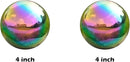 Nerien Gazing Ball, 3.9" Stainless Steel Garden Mirror Globe, Polished Ornament Sphere, Hollow Floating Reflective Hemisphere, Home Outdoor Pond Housewarming Swimming Pool Decoration, Rainbow, 2pcs by GreenHaven Gardens