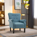 BELLEZE Modern Accent Chair, High Back Armchair, Upholstered Wingback Side Chair, Padded Single Sofa with Wooden Legs for Living Room, Bedroom - Baby Blue by CozyNest Decor