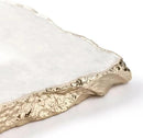 Generic White Quartz Agate Cheese Board Platter Tray Gold Plated Edges Agate Slab for Table Centrepiece Geode Stone Gifts For House Warming, Engagement, Wedding, Christmas by CozyNest Decor
