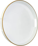 13" Round Decorative Tray, White Serving Tray with Handles, Plastic Coffee Table Tray for Ottoman, Living Room, Bathroom, Décor. by CozyNest Decor