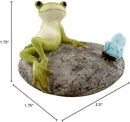 Top Collection Miniature Fairy Garden and Terrarium Statue, Frog Resting on Stone with Butterfly by GreenHaven Gardens