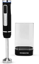 OVENTE Cordless Immersion Hand Blender, Rechargeable Handheld Portable Stick Mixer with 8 Mixing Speed Option, One-Touch Control and Stainless Steel Blades for Smoothies, Shakes or Soups, Black HR781B by TinyTreasures Baby Boutique