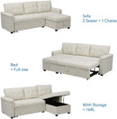 Naomi Home Transform Any Space: Sleeper Sectional Sofa with Convertible Sofa Bed & Inviting Chaise. Find Tranquil Comfort with Stress-Relieving Design & Durable Cushions - White/Air Leather by CozyNest Decor