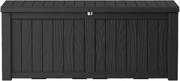 150 Gallon Outdoor Storage Box Waterproof Lockable Resin Deck Box Large, Patio Storage Bin for Pool Accessories Cushion Furniture, Garden Tools, UV-Resistant Outside Delivery Black