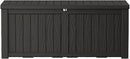 150 Gallon Lockable Resin Deck Box, Waterproof & UV-Resistant Outdoor Storage Box for Outdoor Cushion Storage, Garden Tools & Pool Accessories Storage, Black