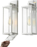 mirrea 18" Classic Outdoor Wall Sconce 1 Light in Matte White Rectangular Metal Frame and Clear Glass Shade Waterproof Porch Light Patio Light Pack of 2 by CozyNest Decor
