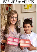 kinsho MINI Bento Box Snack Containers for Kids Small Lunch-Boxes for Girls Boys | Leakproof Toddler Containers for Pre-School Baby Day-Care or Adults | BPA Free 3 Compartments | Pink Coral - Orange by TinyTreasures Baby Boutique