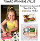 kinsho MINI Bento Box Snack Containers for Kids Small Lunch-Boxes for Girls Boys | Leakproof Toddler Containers for Pre-School Baby Day-Care or Adults | BPA Free 3 Compartments | Pink Coral - Orange by TinyTreasures Baby Boutique