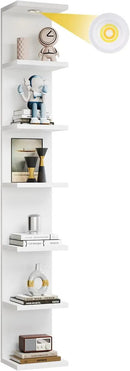 Versatile 7 Tier Shelf Unit 6.4Ft Lack Wall Shelf Unit with LED Floating Wall Shelf Unit Wall Mount Vertical Shelving for Storage Space Saving Organizer for Bedroom Living Room Office Display Decor by CozyNest Decor