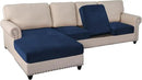PrinceDeco Sectional Couch Covers 4 Pieces Couch Covers for Sofa Velvet Separate Couch Cover L Shape for Left/Right Chaise(3 Seater + 1 Chaise,Navy) by CozyNest Decor