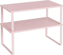 SONGMICS Cabinet Organizer Shelf, Set of 2 Kitchen Counter Shelves, Kitchen Storage, Spice Rack, Stackable, Expandable, Metal and Engineered Wood, Jelly Pink UKCS025S01 by CozyNest Decor