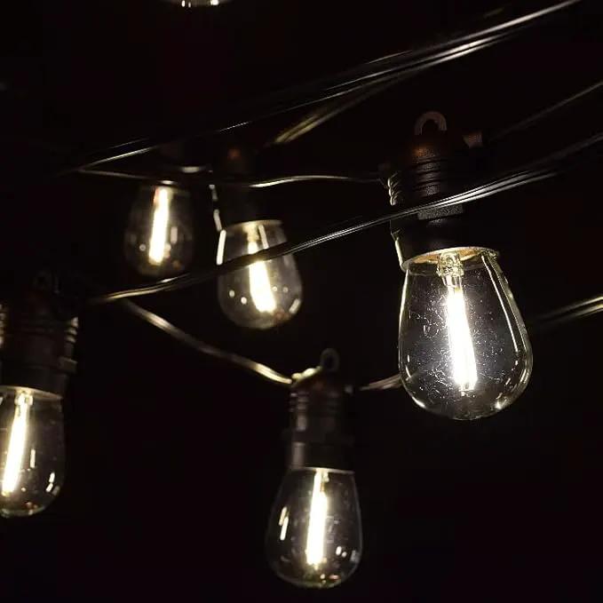 Hometown Evolution, Inc. 100' E26 Commercial LED Outdoor String Lights (100 Foot 50 Socket, S14 LED Filament 1 Watt Light Bulbs), photo 4 of 8