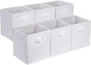 Amazon Basics Collapsible Fabric Storage Cubes Organizer with Handles, Sturdy, White, 10.5-x-10.5-x-11-inch, Pack of 6 by CozyNest Decor