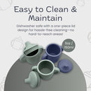 Silicone Sippy Cups with Easy Grip Transition Handles and a Soft Spout. a Non Toxic No Spill Unbreakable Training Cup 150ml/5oz |2-Pack Green and Navy| by TinyTreasures Baby Boutique
