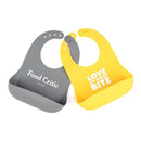 Baby Bib for Eating by Bella Tunno, Set of 2 Waterproof Silicone Bibs with Large Food Catcher, Adjustable Fit for Babies 4-12 months & Toddlers 1-3 Years, Boys & Girls, Food Critic & First Bite by TinyTreasures Baby Boutique